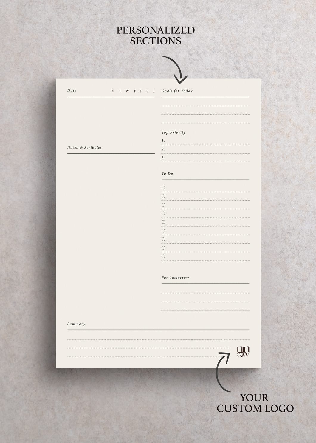 Custom Logo Daily Planner Notepad - A5